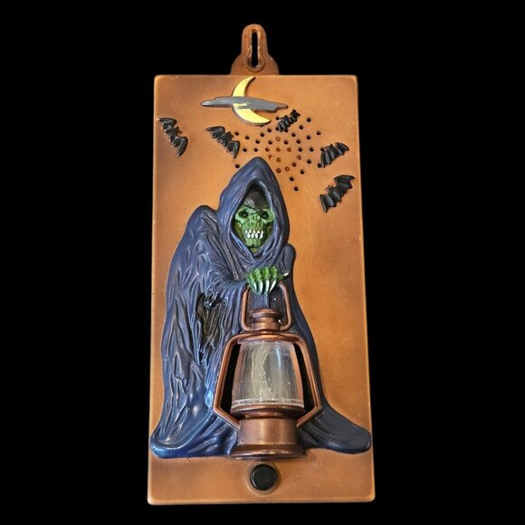 VTG 90s Halloween Grim Reaper Doorbell Creepy Makes Noise Lights WORKS Loud - Picture 1 of 13